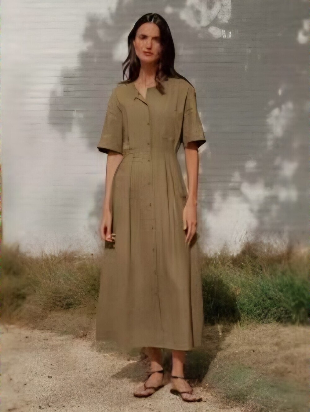 JENNI KAYNE NWT Day Dress Linen Khaki Large